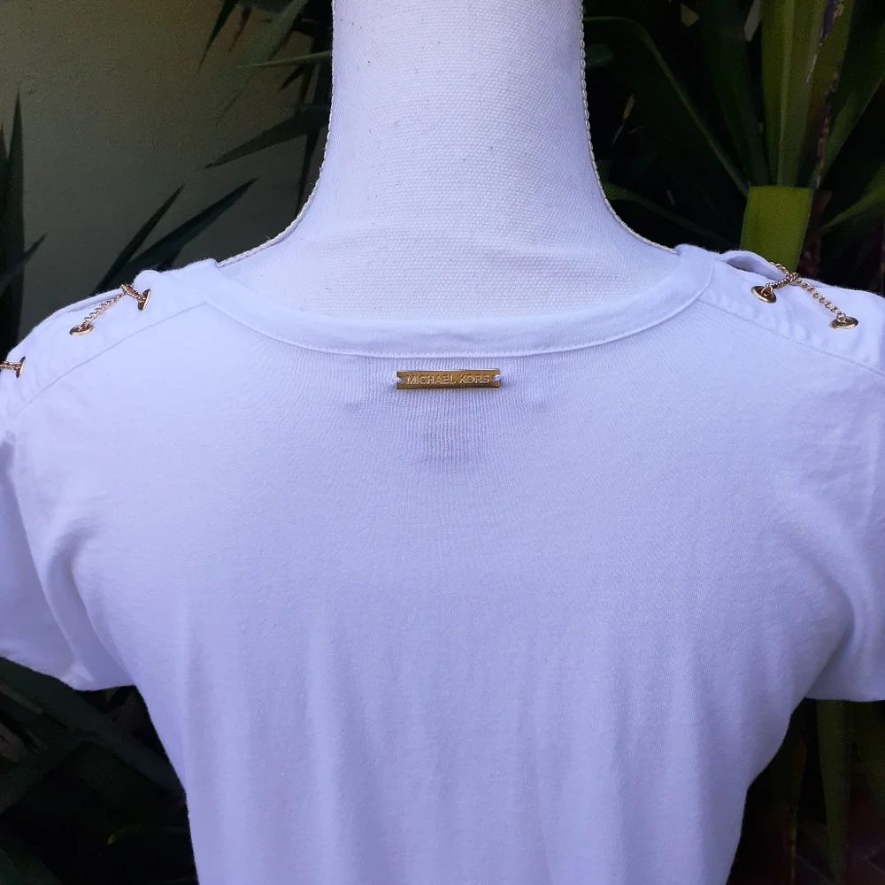 Michael Kors White Tee and Gold Chains